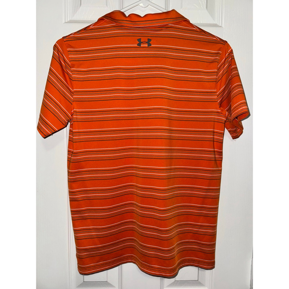 Boys Under Armour Orange Grey White Striped Polo Shirt Size L​ - Picture 4 of 6